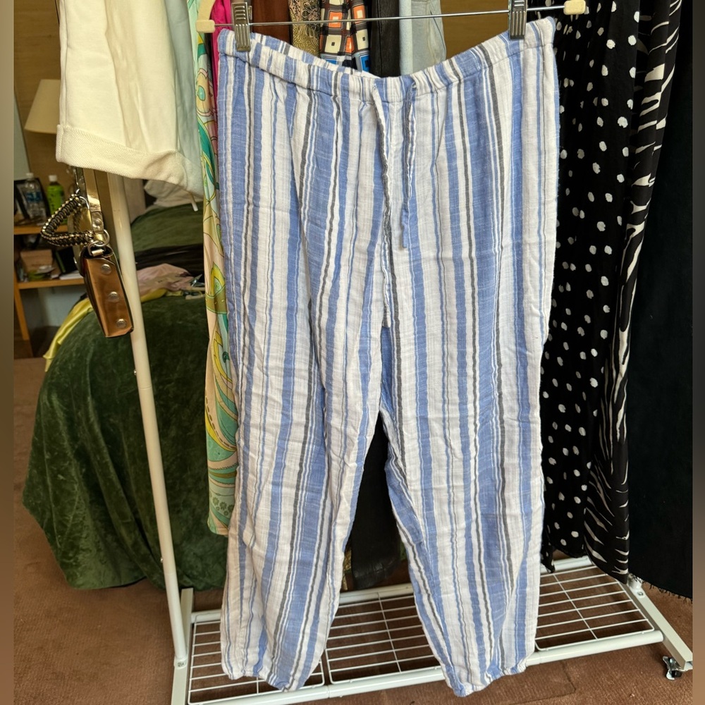 Onia Linen Striped Pants Medium